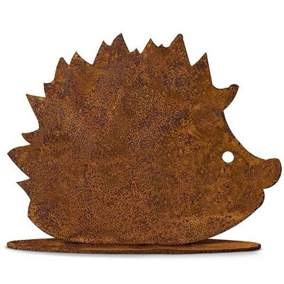 Metalldeko Igel Figur auf Bodenplatte | 16 cm x 20,5 cm | Herbstdeko Rost