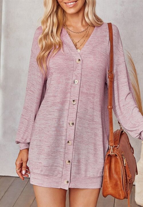 Space Dye Knit Long Cardigan-Pink