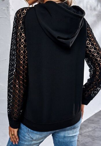 Dainty Lace Sleeve Hoodie-Noir 3