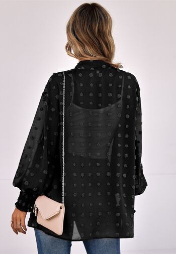 Clip Dot Bishop Sleeve Kimono-Noir 5