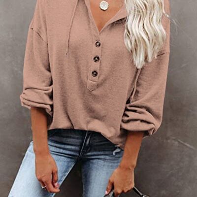 Kapuzen-Sweatshirt mit Knopfdetail-Beige