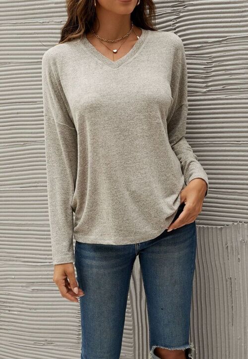 Cozy Drop Shoulder Basic Sweater-Beige