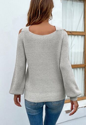 Pull à découpe croisée devant-Gris 4