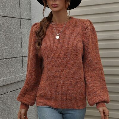 Bishop Sleeve Fuzzy Sweater-Rustic Red
