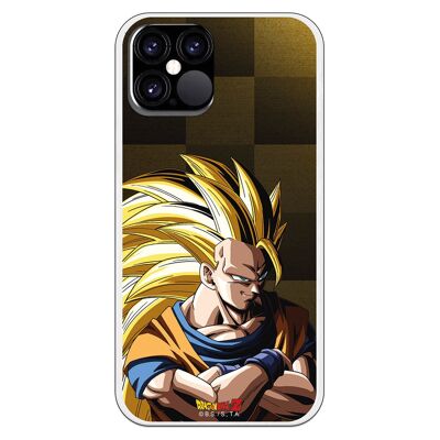 iPhone 12 oder 12 Pro Hülle mit einem Dragon Ball Z Goku SS3 Hintergrunddesign