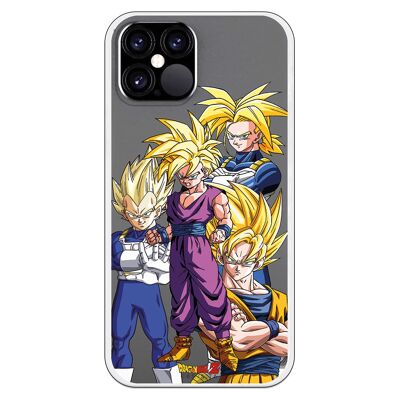Carcasa iPhone 12 o 12 Pro con un diseño de Dragon Ball Z Goku Vegeta Gohan Trunks