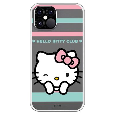 Carcasa iPhone 12 o 12 Pro con un diseño de Hello Kitty club guiño