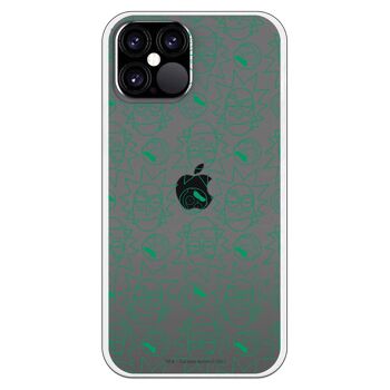 Coque pour iPhone 12 ou 12 Pro avec un design de Rick et Morty Green Faces 1