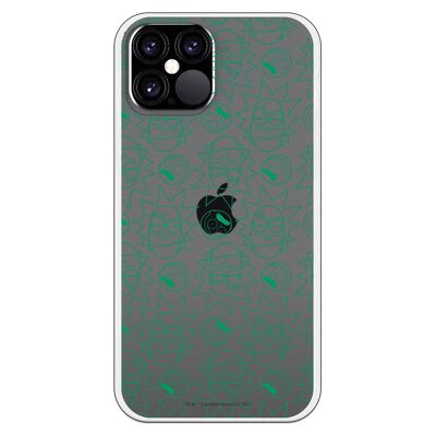 iPhone 12 or 12 Pro case with a design of Rick and Morty Green Faces