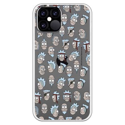 Coque pour iPhone 12 ou 12 Pro avec un design Rick et Morty Faces