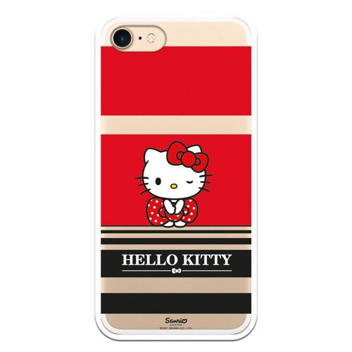 Carcasa iPhone 7 o IPhone 8 o SE 2020 con un diseño de Hello Kitty Franjas Rojas y Negras