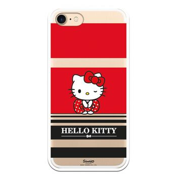 Coque pour iPhone 7 ou iPhone 8 ou SE 2020 avec un motif Hello Kitty à rayures rouges et noires 1