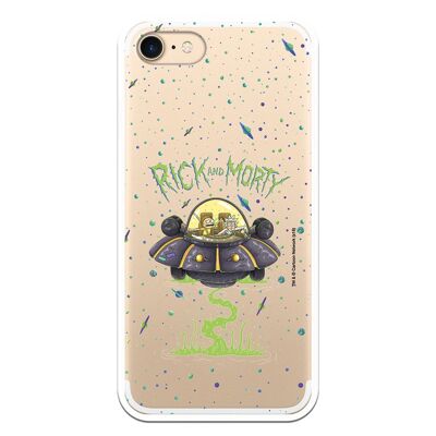 Cover per iPhone 7 con design Rick and Morty Ufo con design in TPU TRASPARENTE