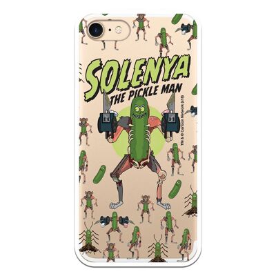 iPhone 7 case with a Rick and Morty Solenya Pickle Man design with a TRANSPARENT TPU design