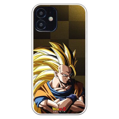 iPhone 12 Mini case with a Dragon Ball Z Goku SS3 Background design