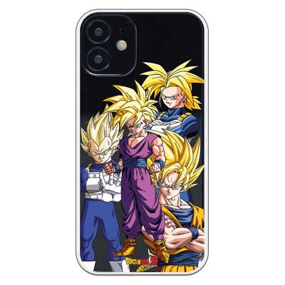 Carcasa iPhone 12 Mini con un diseño de Dragon Ball Z Goku Vegeta Gohan Trunks