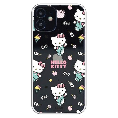 Carcasa iPhone 12 o 12 Mini con un diseño de Hello Kitty patron stickers