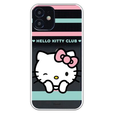 iPhone 12 Mini case with a winking Hello Kitty club design