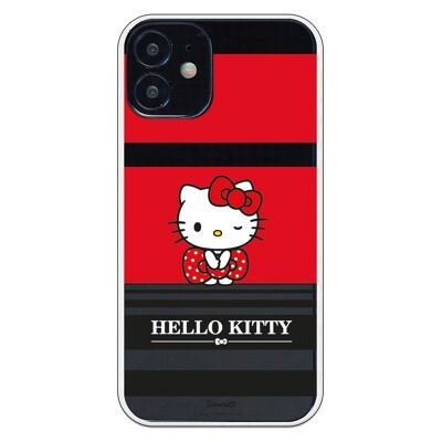 Custodia per iPhone 12 Mini con il design delle strisce rosse e nere di Hello Kitty