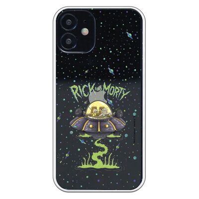 Carcasa iPhone 12 Mini con un diseño de Rick y Morty Ufo