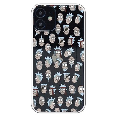 Carcasa iPhone 12 Mini con un diseño de Rick y Morty Faces