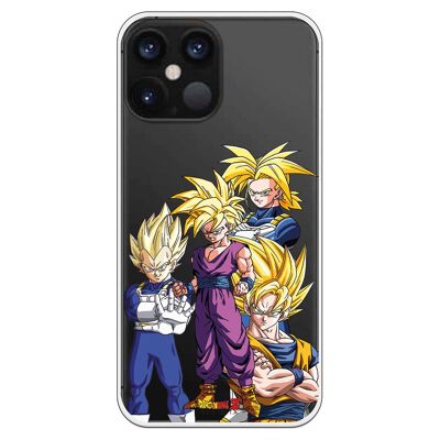 Carcasa iPhone 12 Pro Max con un diseño de Dragon Ball Z Goku Vegeta Gohan Trunks