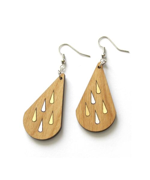 Boucles d’oreilles gouttes de pluie dorée et argentée, pendentif d’oreille argenté