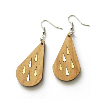 Boucles d’oreilles gouttes de pluie dorée et argentée, pendentif d’oreille argenté