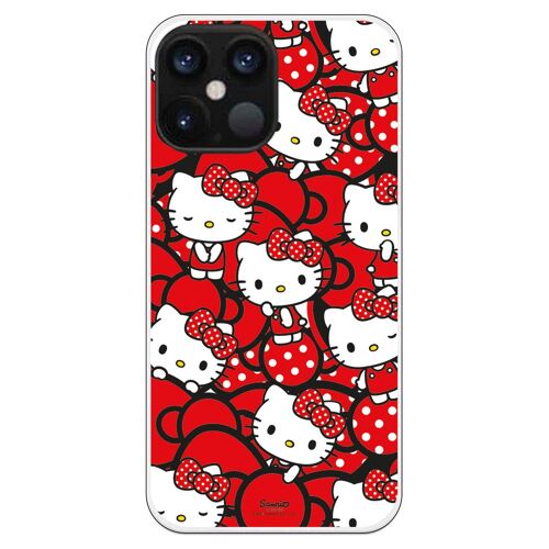 Carcasa iPhone 12 Pro Max con un diseño de Hello Kitty Lazos Rojos y Topos