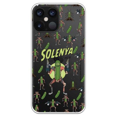 iPhone 12 Pro Max case with a Rick and Morty Solenya Pickle Man design
