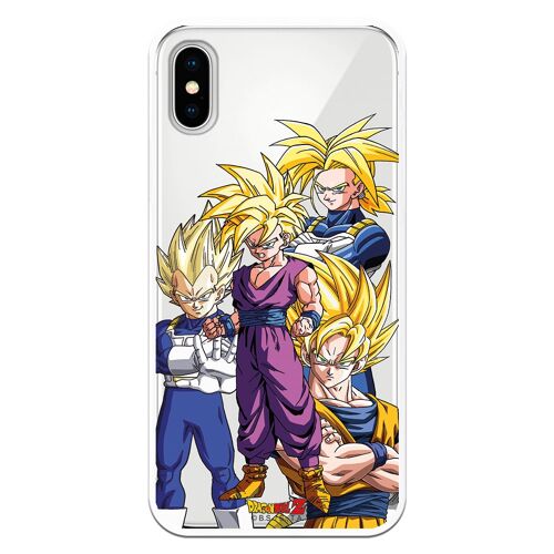 Carcasa iPhone X o XS con un diseño de Dragon Ball Z Goku Vegeta Gohan Trunks
