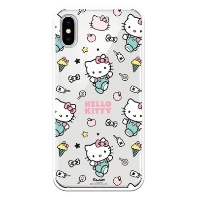 Carcasa iPhone X o XS con un diseño de Hello Kitty patron stickers