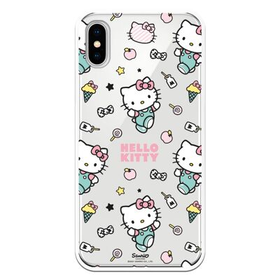 iPhone X or XS case with a Hello Kitty pattern stickers design