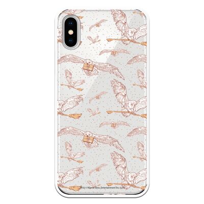 Carcasa iPhone X o XS con un diseño de Harry Potter Patron Lechuzas Clear