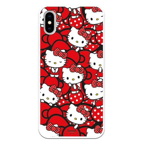 Carcasa iPhone X o XS con un diseño de Hello Kitty Lazos Rojos y Topos