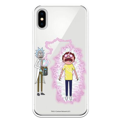 iPhone X or XS case with a Rick and Morty Lightning design