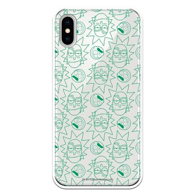 iPhone X or XS case with a design of Rick and Morty Green Faces