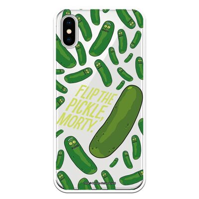 iPhone X or XS case with a Rick and Morty Flip Morty design