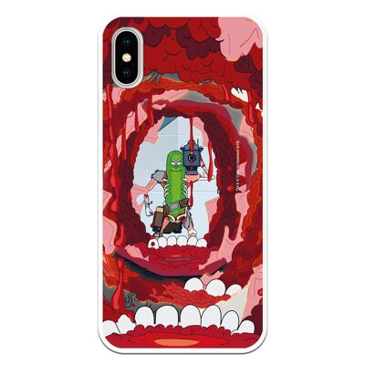 iPhone X or XS case with a Rick and Morty Pickle Rick design with a MATE TPU design