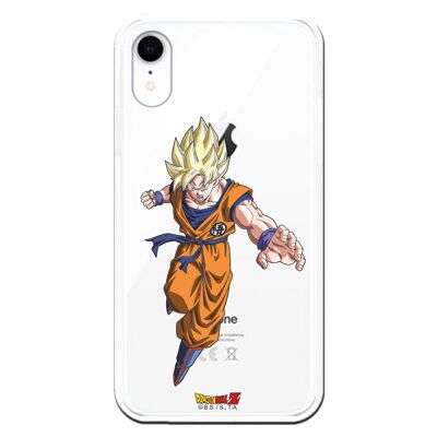 Custodia per iPhone XR con design frontale Dragon Ball Z Goku SS1