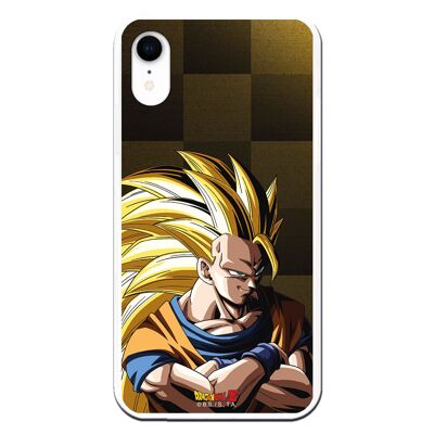 iPhone XR case with a Dragon Ball Z Goku SS3 Background design