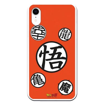 iPhone XR case with a Dragon Ball Z Symbols design