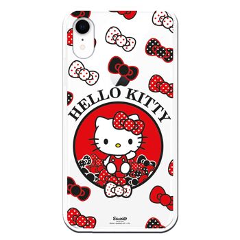 Coque pour iPhone XR avec un motif de nœuds colorés Hello Kitty 1