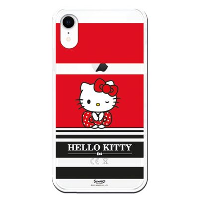 Carcasa iPhone XR con un diseño de Hello Kitty Franjas Rojas y Negras