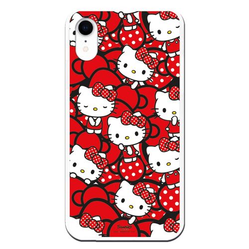 Carcasa iPhone XR con un diseño de Hello Kitty Lazos Rojos y Topos