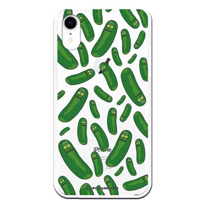 iPhone XR case with a Rick and Morty Pickle Rick Pat design