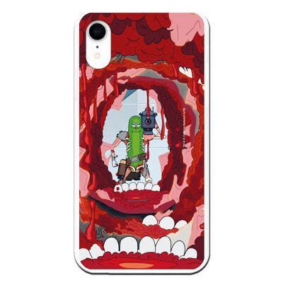 iPhone XR case with a Rick and Morty Pickle Rick design