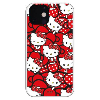 Coque iPhone 13 - Hello Kitty Rouge Nœuds et Pois 1
