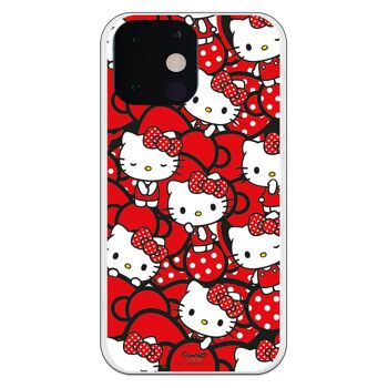 Coque pour iPhone 13 Mini - Hello Kitty Rouge Nœuds et Pois 1