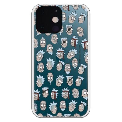 Coque iPhone 13 Mini - Visages de Rick et Morty